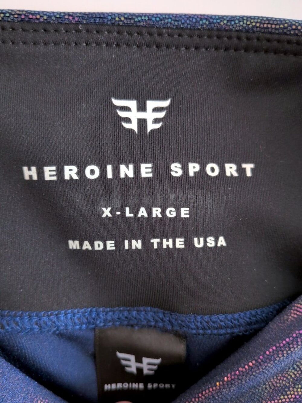 Heroine Sport Marvel bike shorts Slick Navy XL iridescent blue gym high rise - Picture 6 of 6